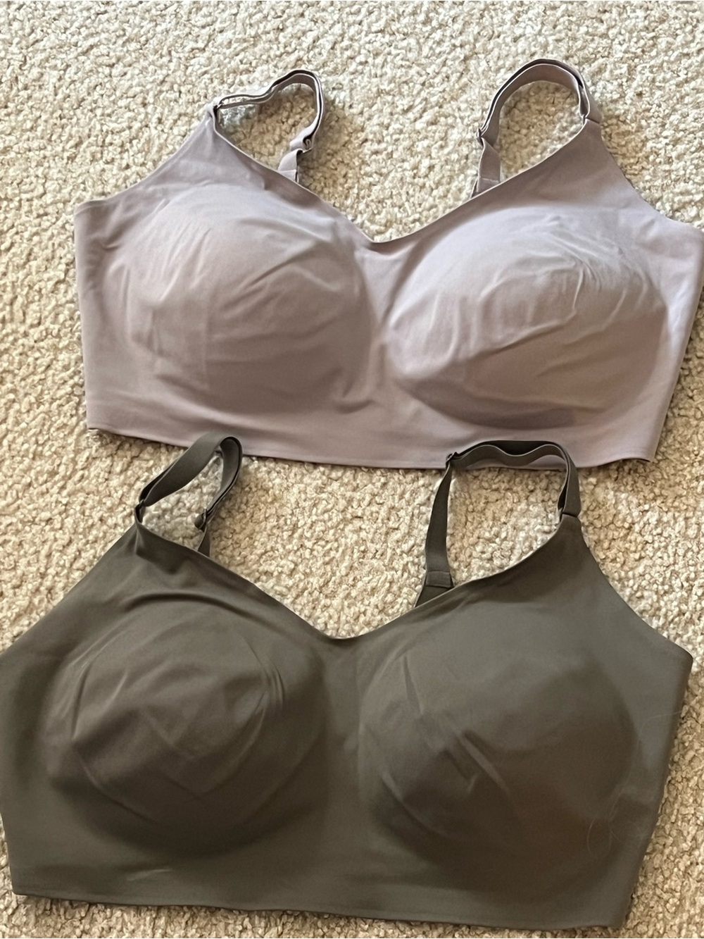 VSX Smooth Wireless Bralettes in Taupe and Olive